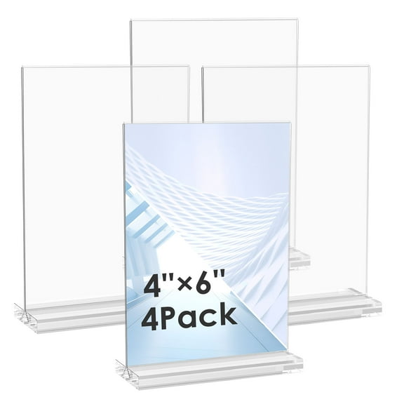 Toorise 4Pcs Solid Acrylic Picture Frame for Photo Display Clear Acrylic Photo Frame for Office/Home Plastic Picture Frame for Bedroom/Study