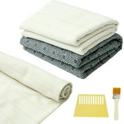 Toorise 59x39inch Tufting Cloth with Yellow Marked Lines 71x39inch Non-Slip Final Backing Cloth with Brush and Scraper Soft Lightweight Rug Tufting Kit for Tufting Art Punch Needle