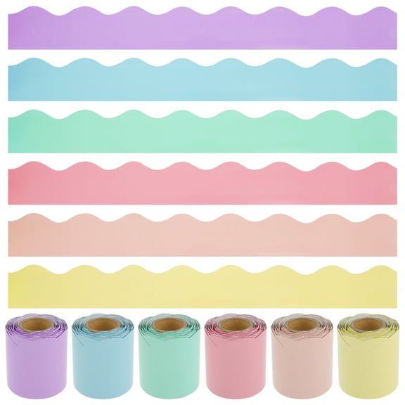 Toorise 6 Rolls Bulletin Board Borders 196.8 Ft Scalloped Bulletin Border Trim Colorful Classroom Bulletin Board Borders Decorative Bulletin Board Border Rolls for Classrooms Offices Home