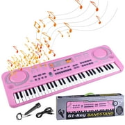 Toorise 61 Keys Kids Piano Keyboard Portable Electronic Keyboard Piano with Light and Microphone Recording Rechargeable Batteries Musical Instruments Toy Birthday Gift for Boys Girls