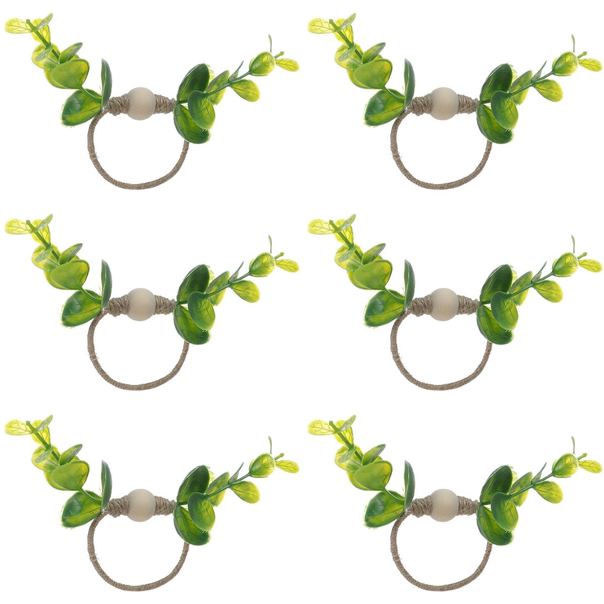 Toorise 6Pcs Eucalyptus Napkin Rings Handmade Rustic Napkin Rings Decor
