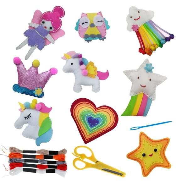 Toorise 9/5Pcs DIY Sewing Kit Creative Kids Sewing Kits Crafts Set Educational DIY Felt Crafts Beginner Sewing Kit Felt DIY Toy Sets Birthday Gift for Girls Children Students Teenagers