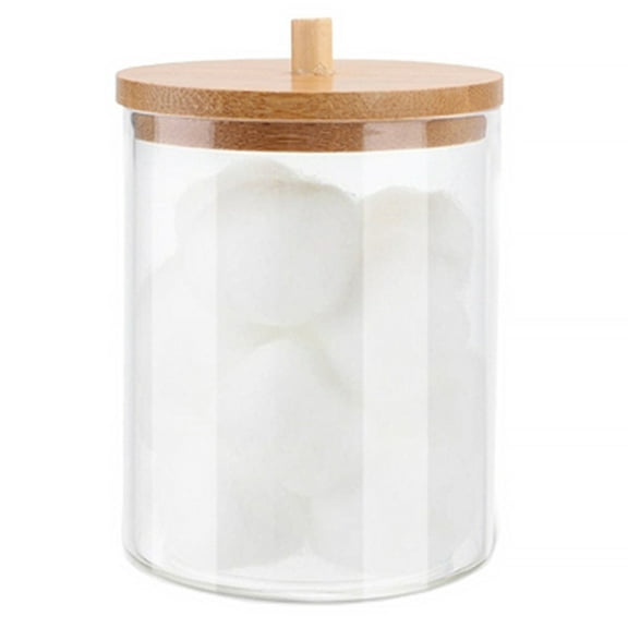 Toorise Acrylic Paper Cup Dispenser with Bamboo Lid Clear Paper Cup Holder 2 In 1 Round and Square Cotton Swabs Storage Box Container Cosmetics Organiser for Bathroom Guest Room Counter