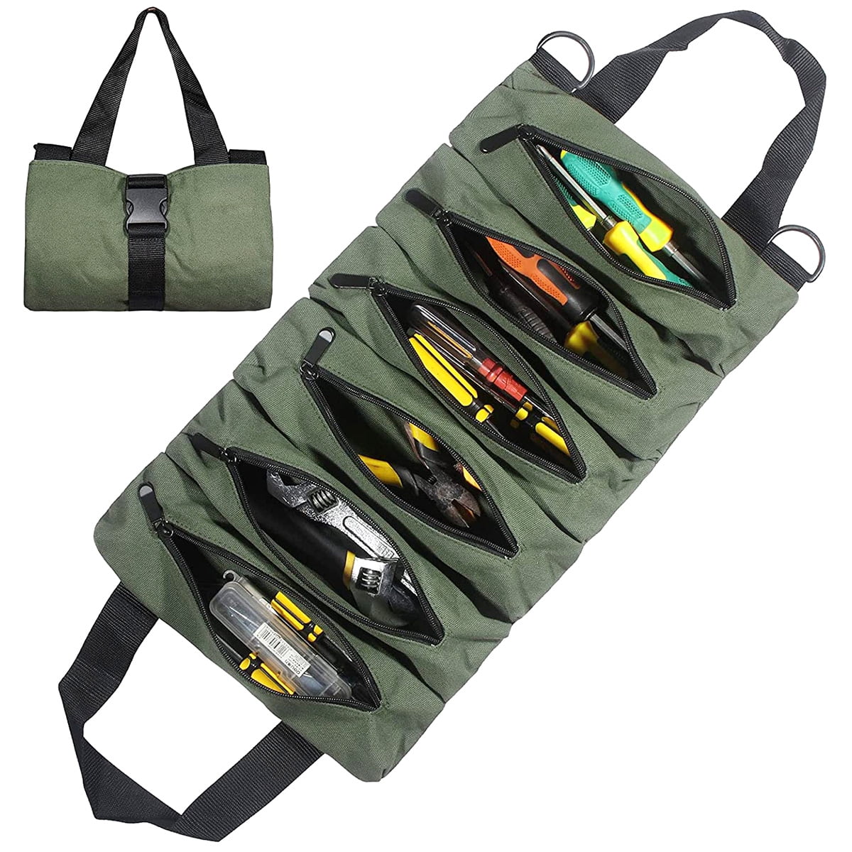 Toorise Canvas Tool Roll Up Bag Wrench Tool Roll Up Pouch with