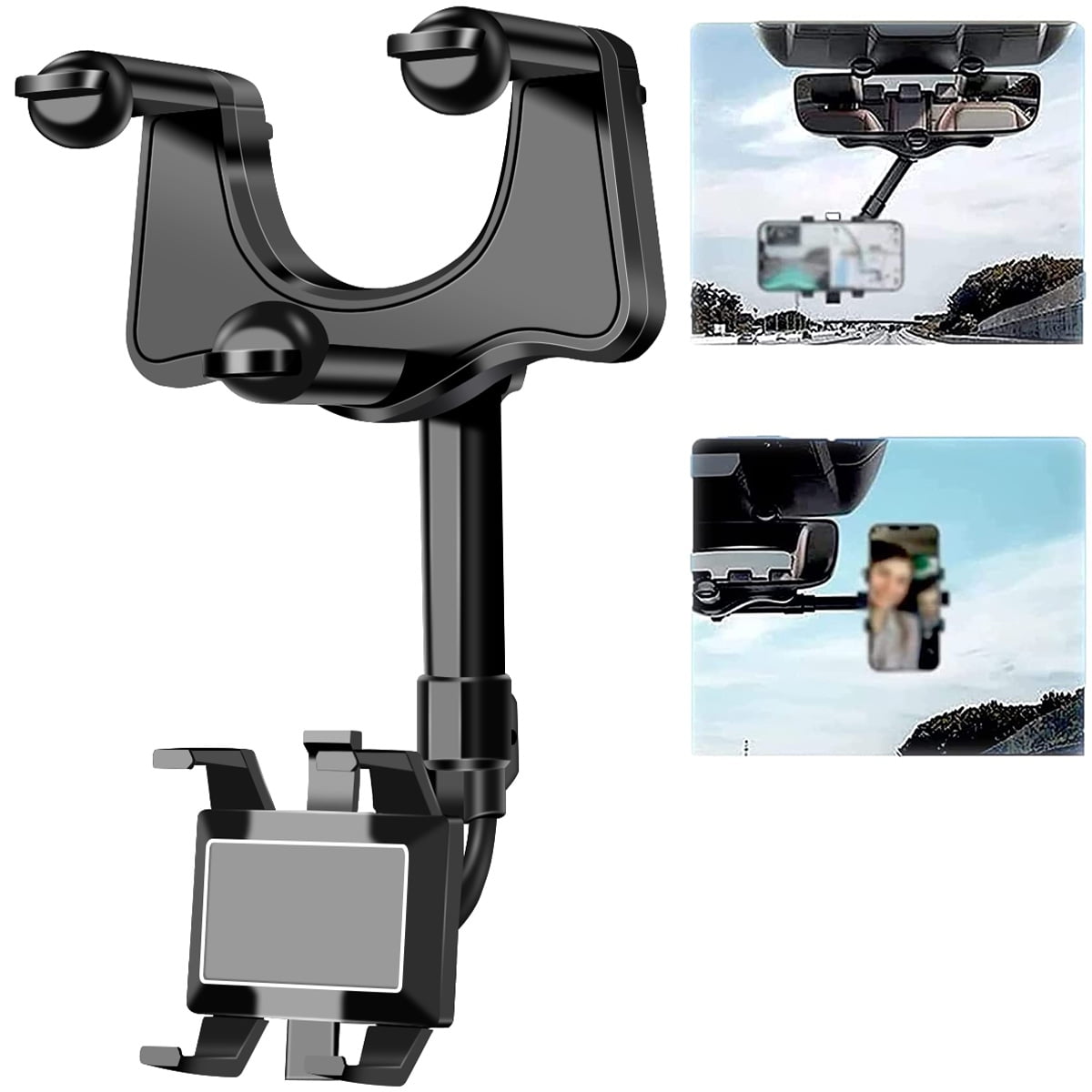 Toorise Car Rearview Mirror Cell Phone Holder 360° Rotatable Cellphone