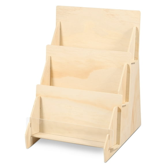 Toorise Card Display Stand Greeting Card Display 3 Tier Wooden Card Stand Multifunctional Card Display Stand Easy to Install Greeting Card Display for Postcard Brochure Photos