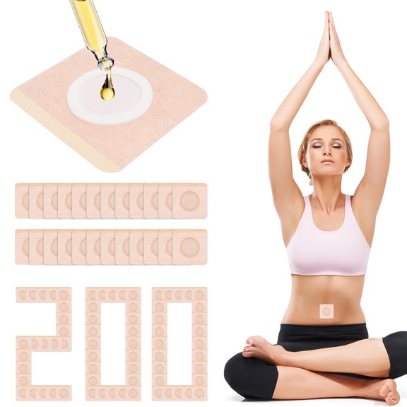 Toorise Castor Oil Patches 200Pcs Belly Button Pad Leak Proof Breathable Self Adhesive Single Use Individually Wrapped for Home Travel Wellness