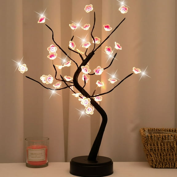 Toorise Cherry Tree Bonsai Lamp Beautiful Decorative Cherry Blossom Tree Light with 36 LEDs USB or Battery Powered IP66 Waterproof LED Cherry Blossom Tree for Home Bedroom Dorm Valentines Tabletop Dec