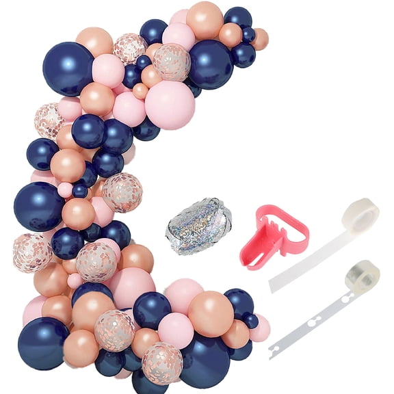 Toorise Colorful Latex Balloon Non-toxic Navy Blue and Pink Inflatable Thicken Confetti Balloons Gender Reveal Backdrop Balloons Happy Party Supplies for Baby Shower Decorations