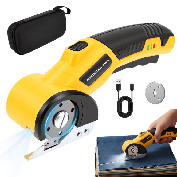 Toorise Cordless Electric Scissors USB Rechargeable Electric Cardboard Cutter with LED Light and Safety Lock 4.2 V Fabric Carpet Cutter Tool for Cardboard Leather Carpet
