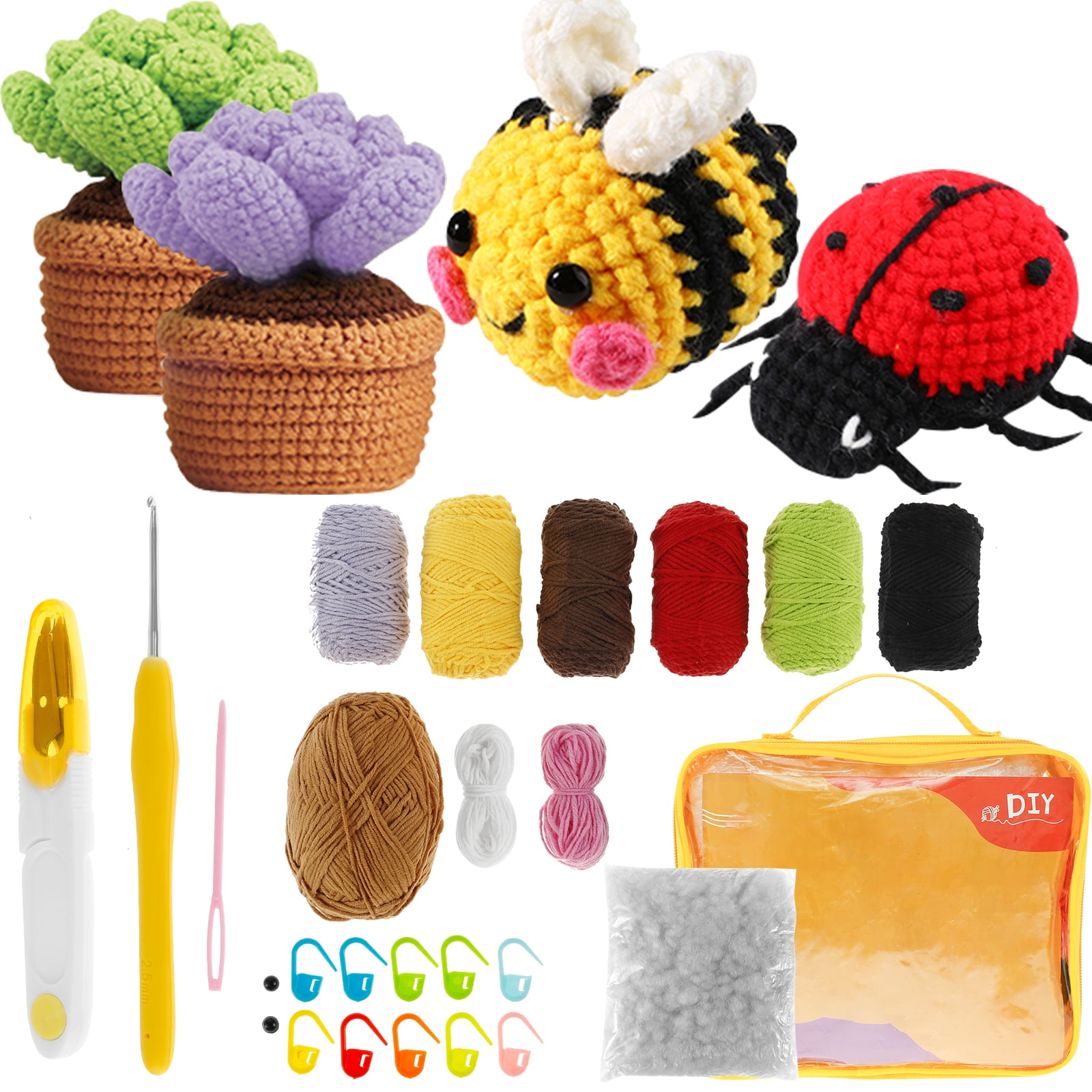 Woobles Crochet Kit For Beginners Succulents And Ladybug DIY
