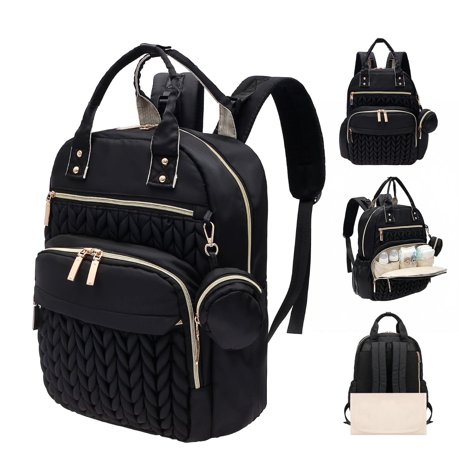 Toorise Diaper Bag Backpack Stylish Baby Diaper Bag Waterproof Travel Backpack with Changing Pad Stroller Strap Insulated Pockets