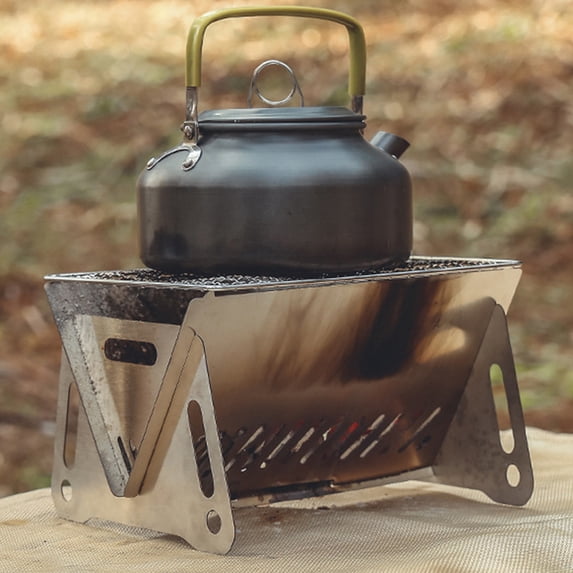 Toorise Folding Campfire Grill Outdoor Camping Fire Pit Stainless Steel Wood Stove Burner Portable Camping Charcoal BBQ Grill with Carrying Bag Wood Burning Stove for Picnic Hiking Cooking BBQ