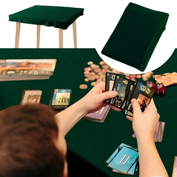 Toorise Game Table Cover Felt Card Table Cover Foldable Poker Table Cover Soft Game Table Cloth for Poker Cards Games Mahjong Board Games Domino,Black Green