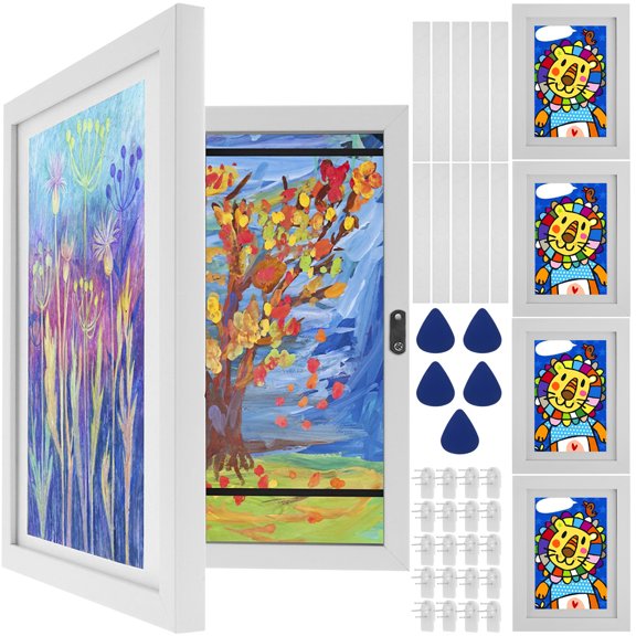 Toorise Kids Art Frame Wooden Picture Frames Robust Photo Frames with Non Marking Nails without Adhesive Easy to Install Picture Frame Suitable for 2D 3D Artwork