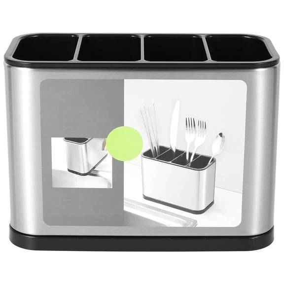 Toorise Kitchen Utensil Holder with Divider Stainless Steel Cutlery Holder Large Capacity Utensil Crocks Keep Neat Dry Utensil Caddy with Weighted Base for No Tipping Over Fork Storage for Knife Spoon