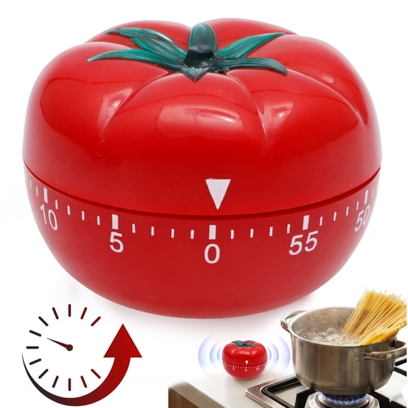 Toorise Mechanical Countdown Timer Tomato Shape 55 Minutes Kitchen Countdown Reminder Alarm for Meal Prep Wake Up Home Study Desktop Classroom