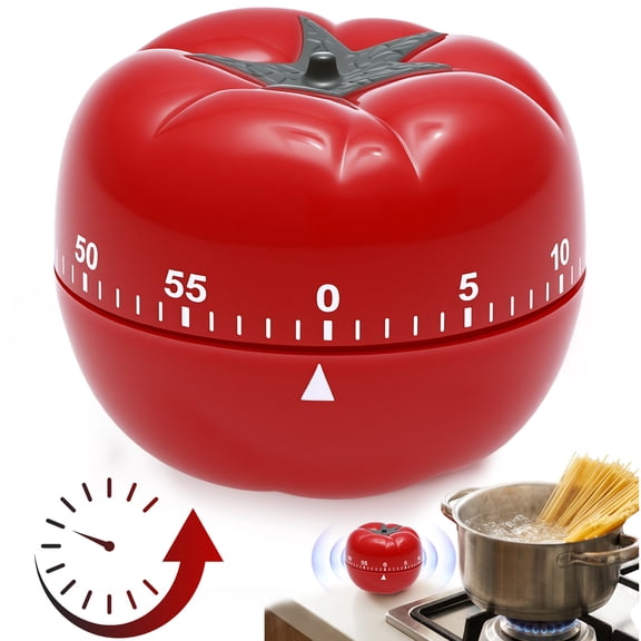 Toorise Mechanical Countdown Timer Tomato Shape 55 Minutes Kitchen Countdown Reminder Alarm for Meal Prep Wake Up Home Study Desktop Classroom