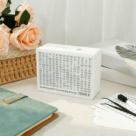 Toorise Money Saving Box Wooden Money Boxes One Piece Designed Money Boxes with Stickers Two Slots with Holes for Soft Plugs Easy to Remove Savings Boxes for Home