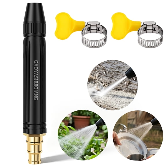 Toorise Multi Function Water Hose Nozzle Adjustable Flow Spray Wand with Clamp for Lawn Watering Pet Bathing and Outdoor Cleaning