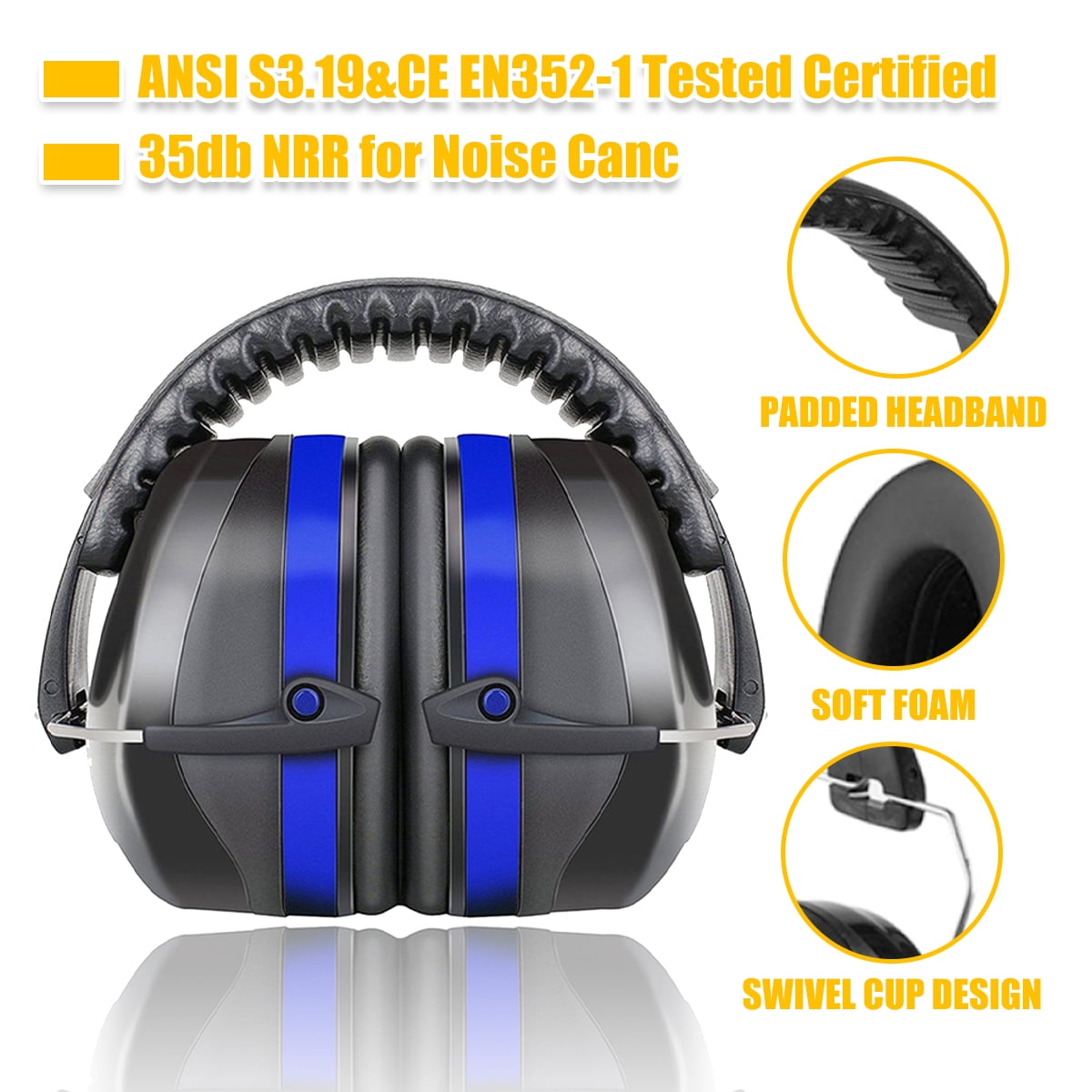 Toorise Noise Reduction Ear Muffs NRR 29 dB Safety Earmuffs Adjustable