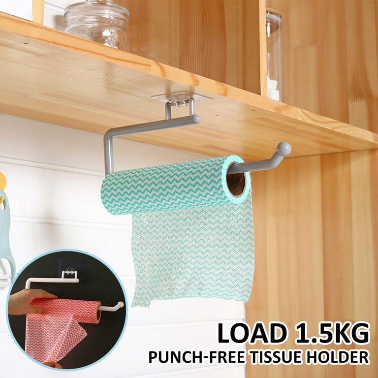 2 Pcs Paper Towel Holder, Self Adhesive Wall Mount Paper Towel Holder,  Steel Under Counter Paper Towel Holder for Kitchen, Pantry, Sink, Bathroom