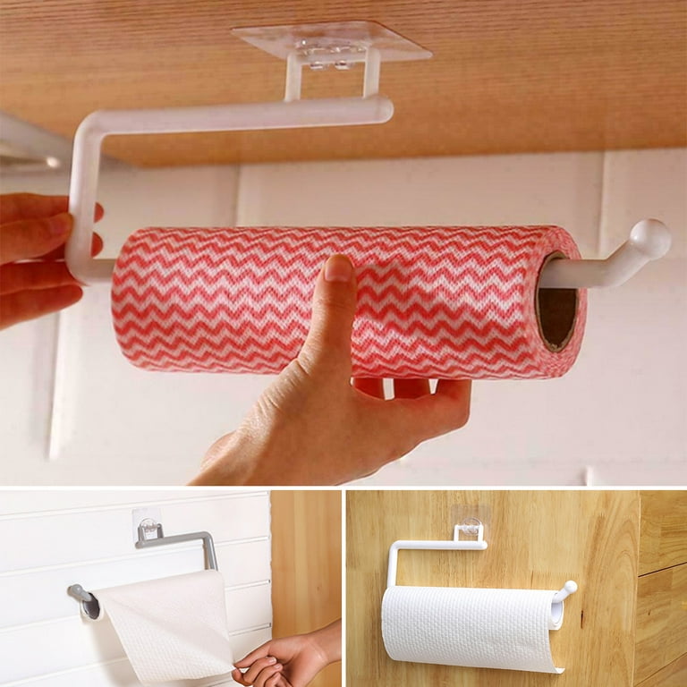 1pc Self-Adhesive Paper Towel Holder Under Cabinet For Kitchen, Bathroom  Tissue And Towel Holder, Plastic Wrap And Roll Paper Storage Storage Rack,  Ho