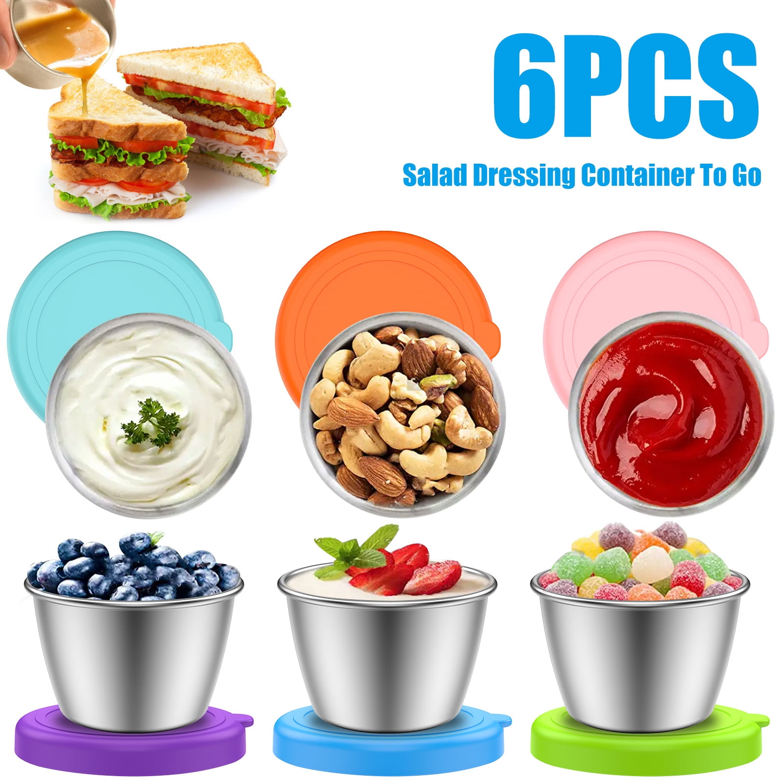 2/4/6PCS Small Salad Box Picnic Travel Portable Salad Condiment