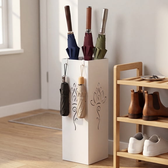 Toorise Slim Umbrella Stand Metal 19.5x6.1x6.1 Inch Freestanding Hollow Holder for Entryway Hallway Office Rustproof Space Saving Umbrella Rack