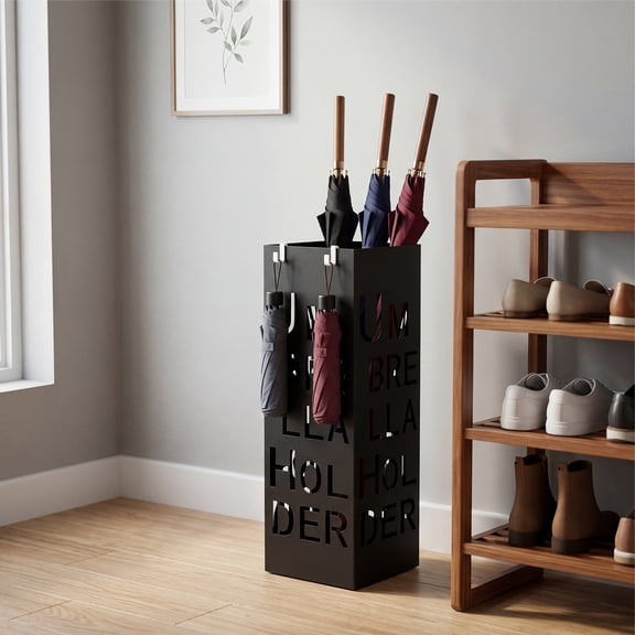 Toorise Slim Umbrella Stand Metal 19.5x6.1x6.1 Inch Freestanding Hollow Holder for Entryway Hallway Office Rustproof Space Saving Umbrella Rack