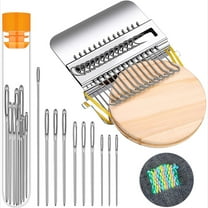 Toorise Small Weaving Loom Kit with 14 Hooks and 9 Needles Mini Darning Loom Speedweve Type Weave Tool Beginners Quickly Mending Loom Machine DIY Weaving Arts for Jeans Socks and Clothes