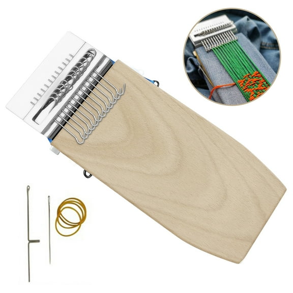 Toorise Small Weaving Loom Kit with 14 Hooks Portable Mini Darning Loom Speedweve Type Weave Tool Beginners Quickly Mending Loom Machine DIY Weaving Repair Tool for Jeans Socks and Clothes