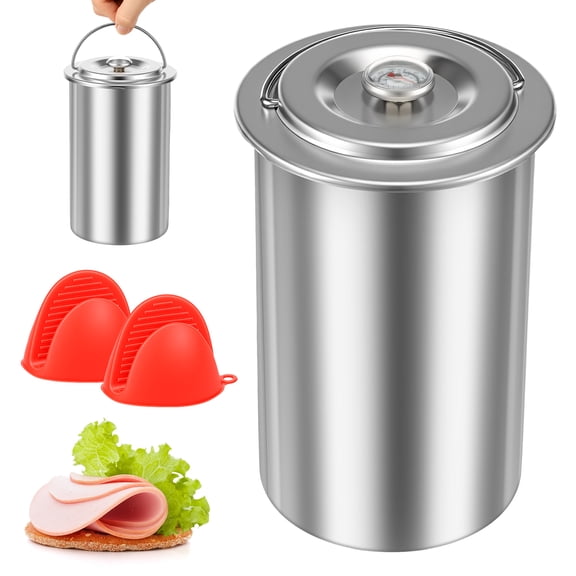 Toorise Stainless Steel Ham Cooker for Making Healthy Homemade Meats Kitchen Meat Press Mold Tool with Thermometer Anti Scalding Clips for Kitchen Bacon
