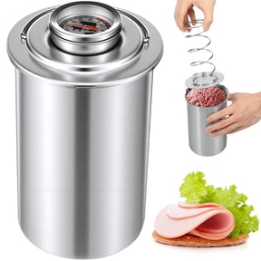 Deli Meat Press and Ham Maker Tool 304 Stainless Steel Sandwich Meat Cooker Mold with Thermometer 50.7 oz