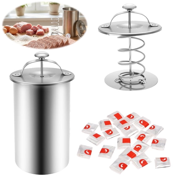 Deli Meat Press Maker for Homemade Ham 50 oz Stainless Steel Meat Press Mold with Thermometer and Spring Mechanism