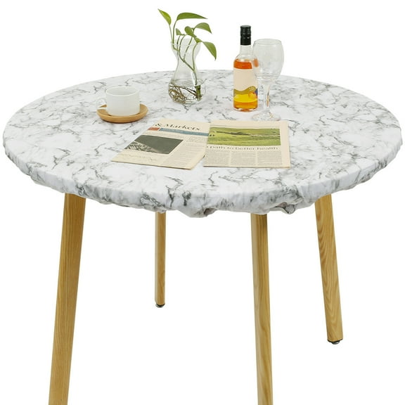 Toorise Waterproof Oil-Proof Round Tablecloth Elastic Edged Round Table Cover for Dining Room Home Decor Table Protection(45-56/40-44in Diameter)