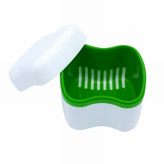 Tooth Care Clearance! Beauos Denture Cup Bath Box Case with Strainer Basket Retainer Case Soaking Container Denture Cleaning Cup for Upper and Lower(Light Green), Dental Care Agents Clearance Sale,
