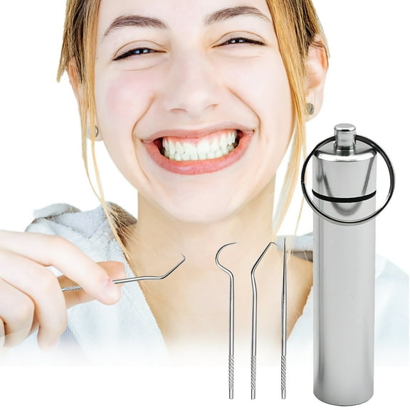Tooth Care Tooth Cleaning 3pcs Stainless Steel Tooth Hygiene Kit Tooth Tooth Scraper Probe Tweezers Tool - C