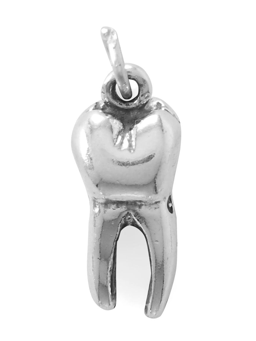 AZUREBELLA JEWELRY Tooth Charm Antiqued Sterling Silver Dentist Molar