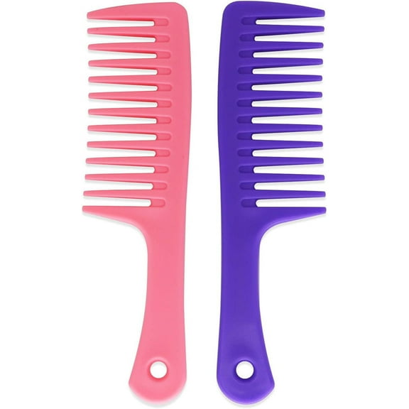 Tooth Comb Detangling, Wide Tooth Comb Hair Brush, Large Hair Detangling Comb Anti-static Comb for Long Curly Hair Wet Dry Hair Reduce Hair Breakage, 2PCS(Pink, Purple)