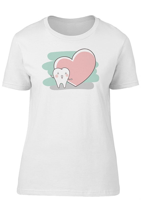 Tooth Dental Care, Cute Heart T-Shirt Women -Image by Shutterstock, Female x-Large
