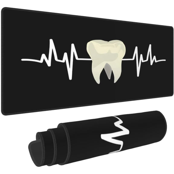 Tooth Dentist Mouse Pad, Heartbeat Dental Assistant Large Big Gaming Mouse Pad Desk Pad, Mousepad with Non-Slip Rubber Base, Extended XXL Mouse Mat for Computer Laptop Office Accessories