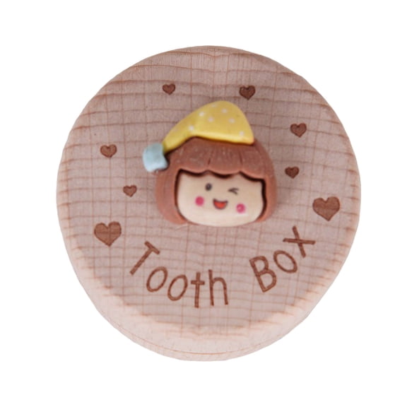 Tooth Fairy Box, 3D Tooth Box Keepsake Holder for Lost Tooth, 3D Carved Wooden Teeth Storage Box, Adorable Keepsake Box for Lost Baby Teeth (02)