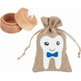 thumbnail image 1 of Tooth Fairy Box First Tooth Keepsake Box with Blue Baby Tooth Bags Wooden Box with 3D Tooth Toddler Teeth Case Tooth Boxes for Lost Teeth Cute Lost Tooth Holder Tooth Fairy Gifts Making DIY, 1 of 5