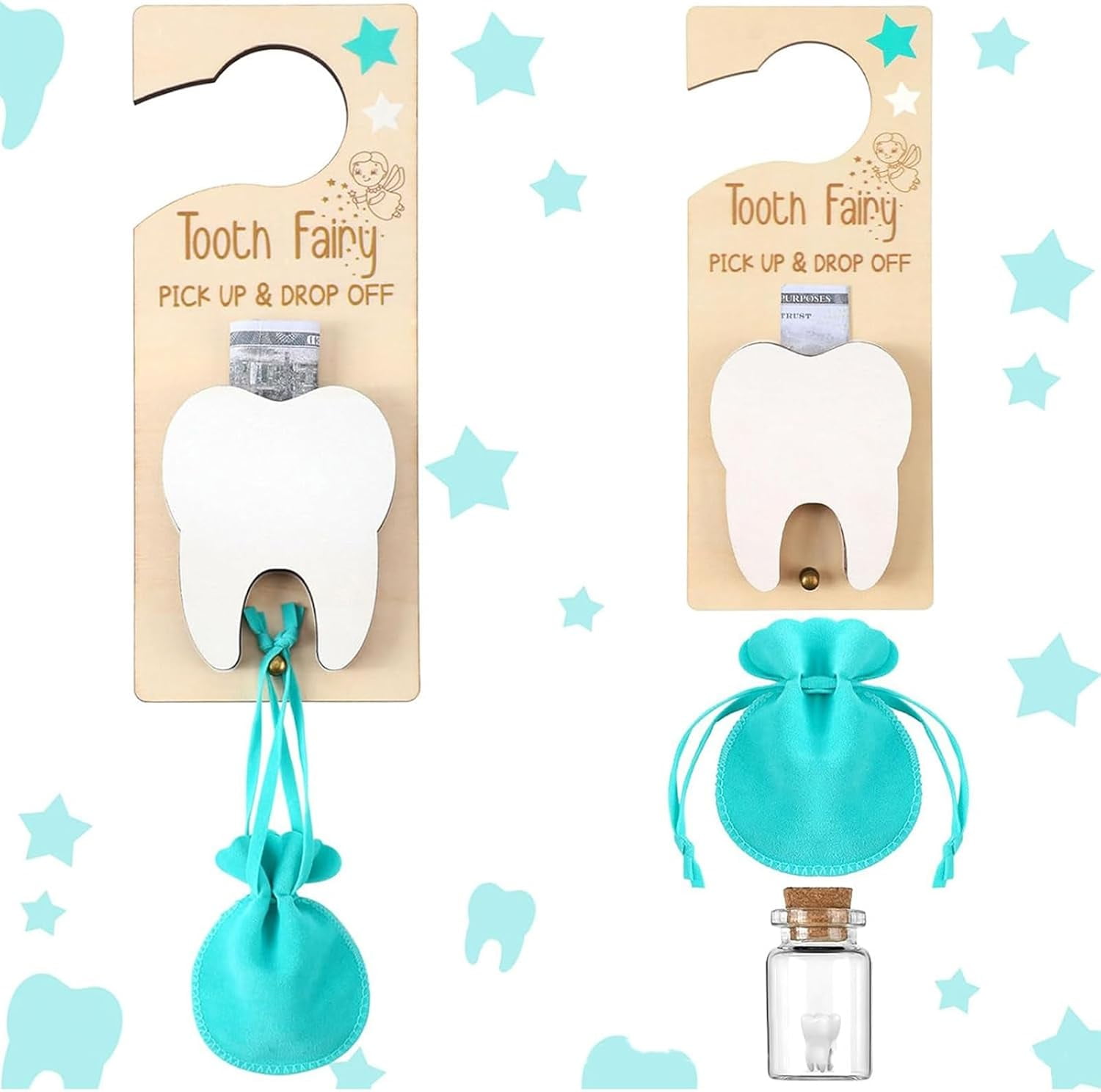 Tooth Fairy Pick up and Drop Off, Tooth Fairy Door Hanger with Money ...