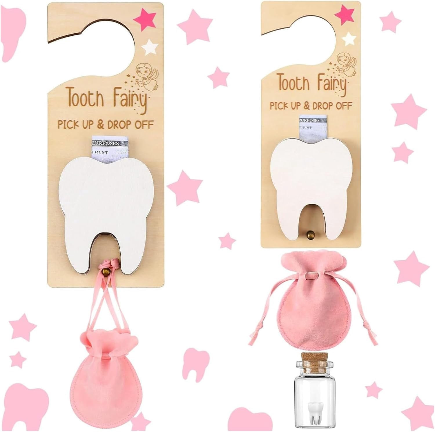 Tooth Fairy Pick up and Drop Off, Tooth Fairy Door Hanger with Money ...