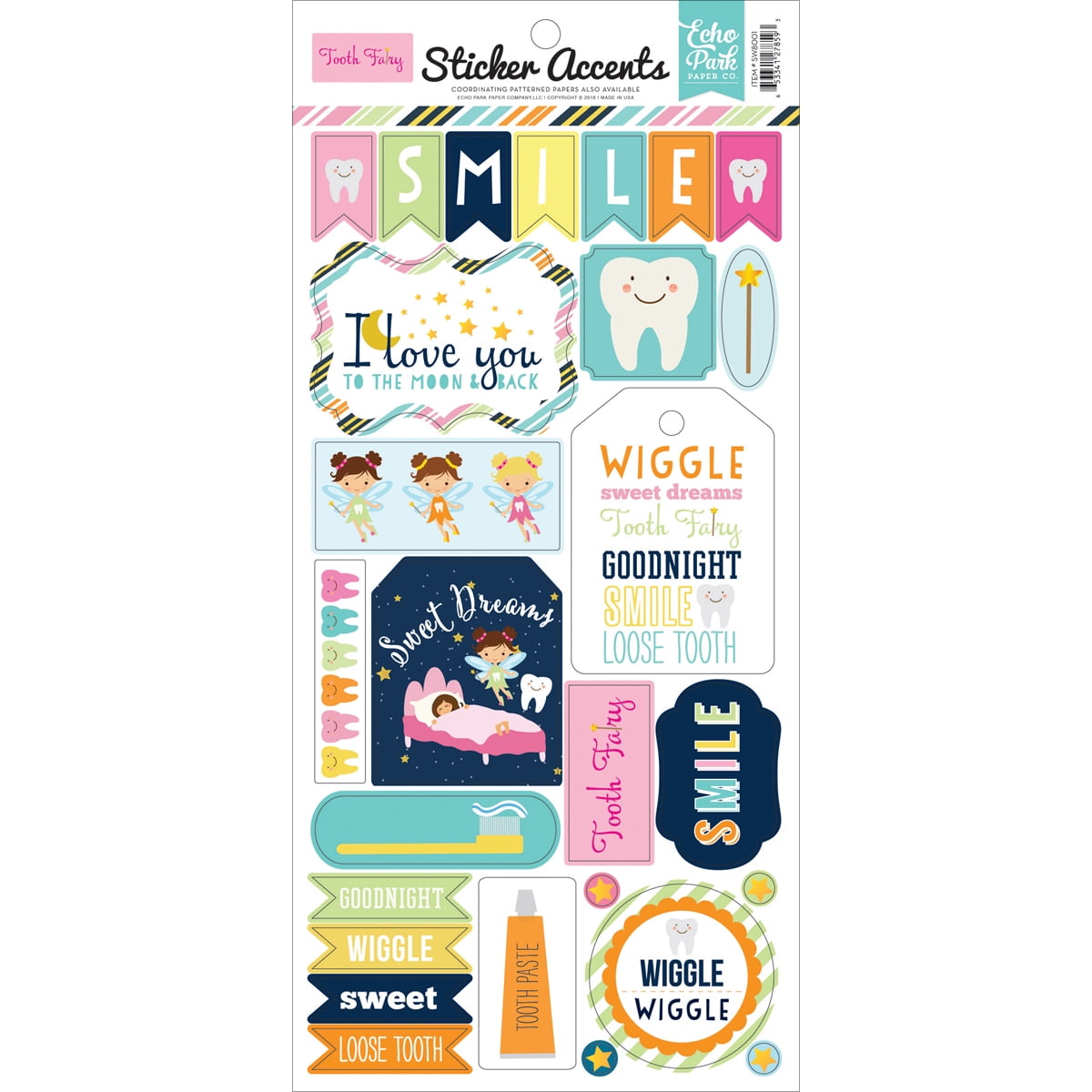 Echo Park Paper SW8001 6 x 13 in. Tooth Fairy Stickers - Walmart.com