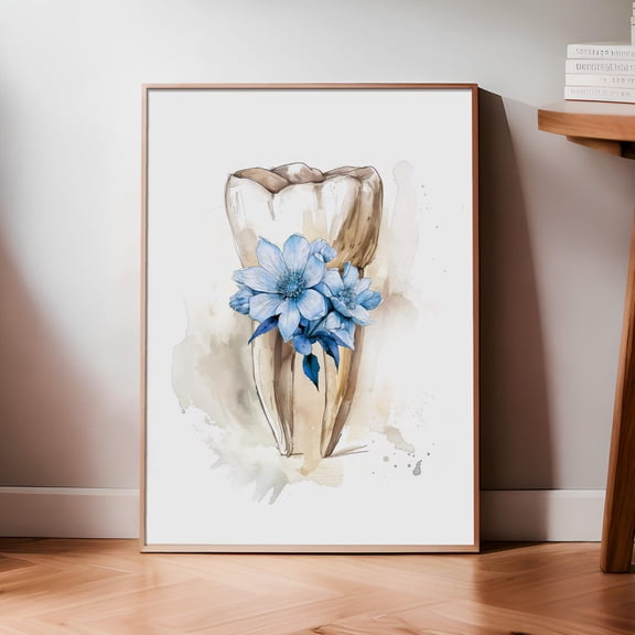 Tooth Floral Print Dental Art Dentist Printable Art