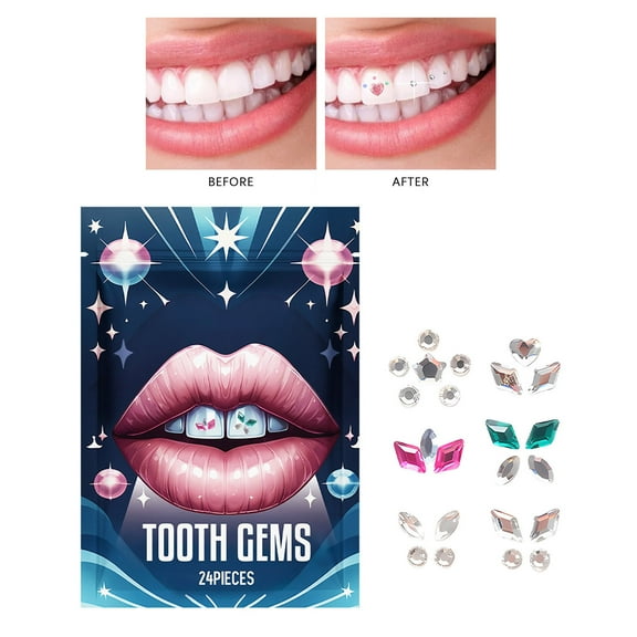 Tooth Gem Kit DIY Fashionable Removable Teeth Jewelry Decoration Accessories for Women Girls 24 24PCS