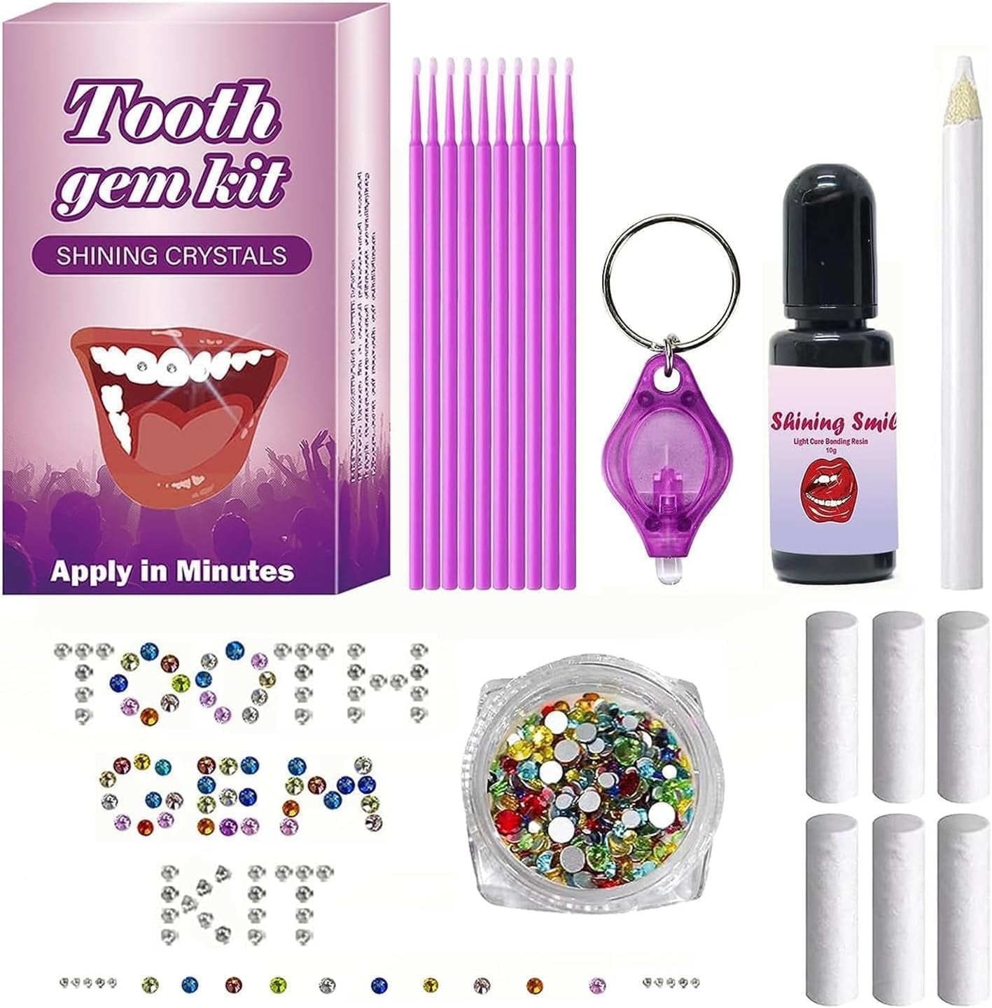 Tooth Gem Kit，Teeth Crystals Kit with Glue，Professional DIY Fashionable  Teeth Jewelry Start Kit for Starter（C-3 